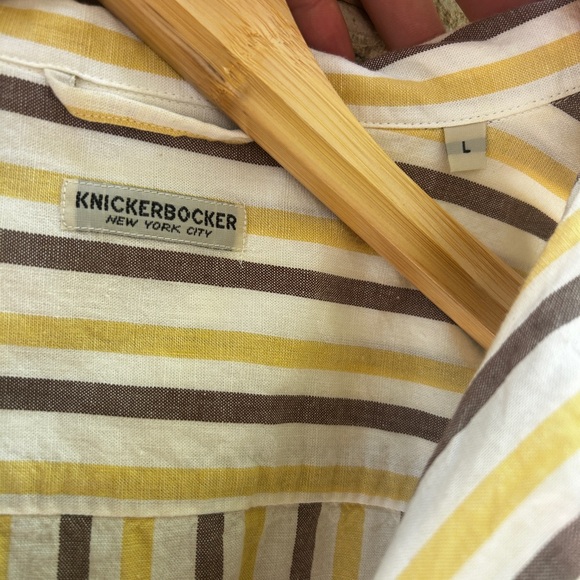 Knickerbocker Multicolored (White/Brown/Yellow) Button Down In Size Large - Picture 5 of 5